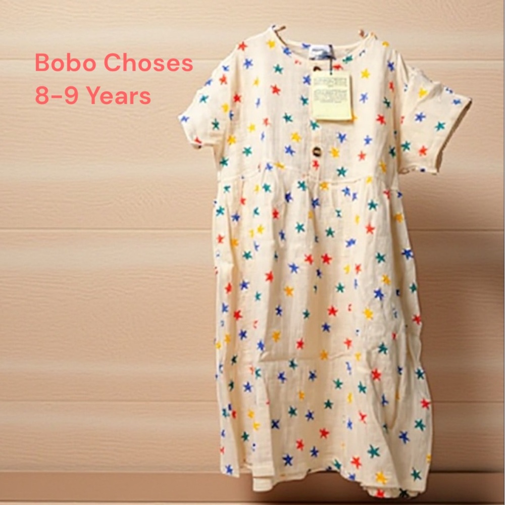 Bobo Choses Stars All Over 100% Organic Cotton Dress Age 8-9